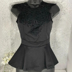 🆕 Julie’s Closet Black Blouse with Stitched Lace